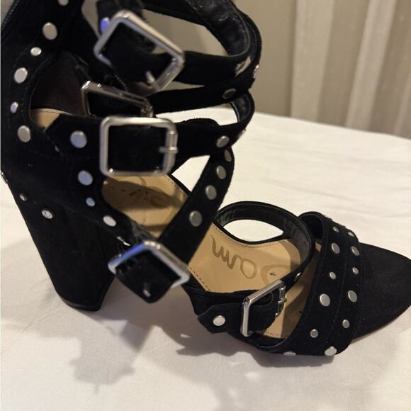 Sam Edelman York Black Studded Gladiator Sandals Block Heel Strappy - Picture 7 of 7